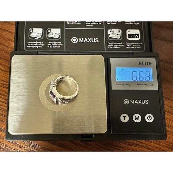 Sterling Silver 925 Amethyst Womens Size 5.75 Purple Stone Channel Set - Picture 7 of 10